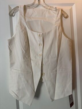 OGL NWT Bamboo white button sleeveless vest Large
